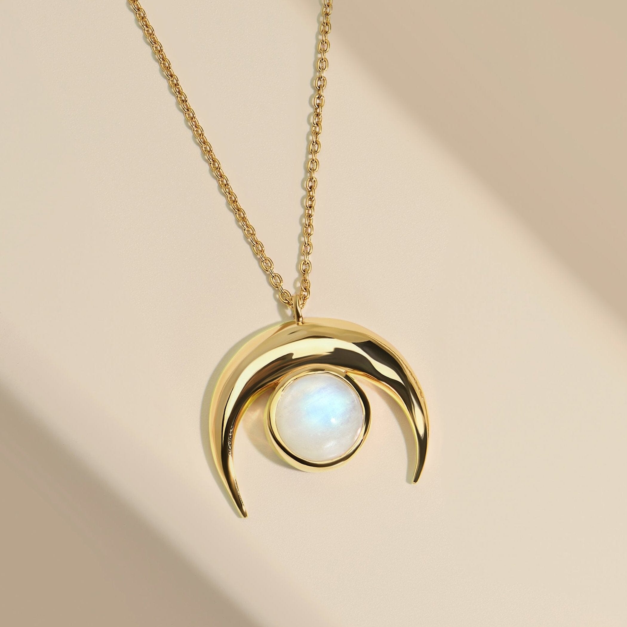 Moonstone Necklace - Crescent Moon