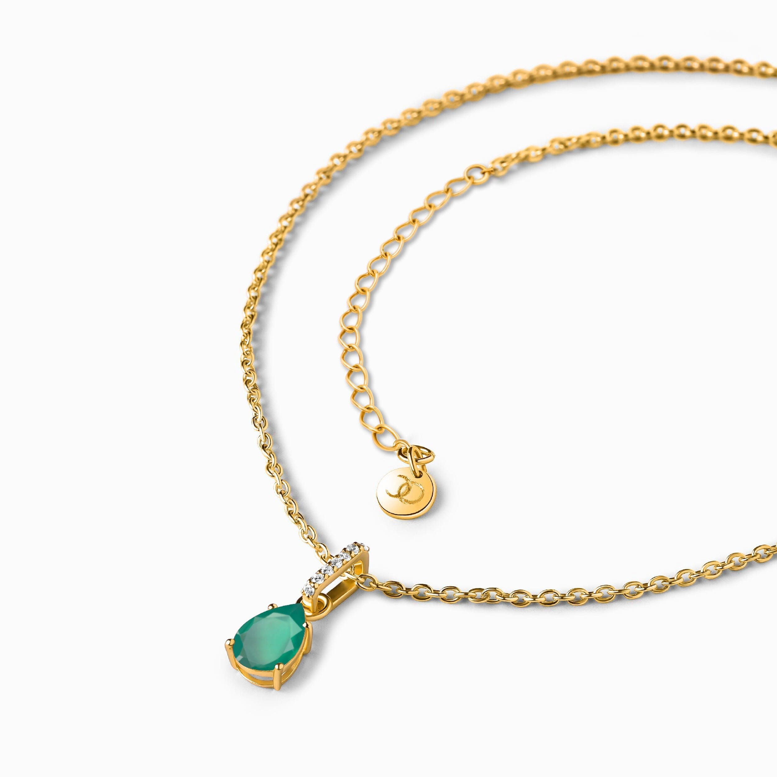 Green Onyx Necklace Sway - May Birthstone