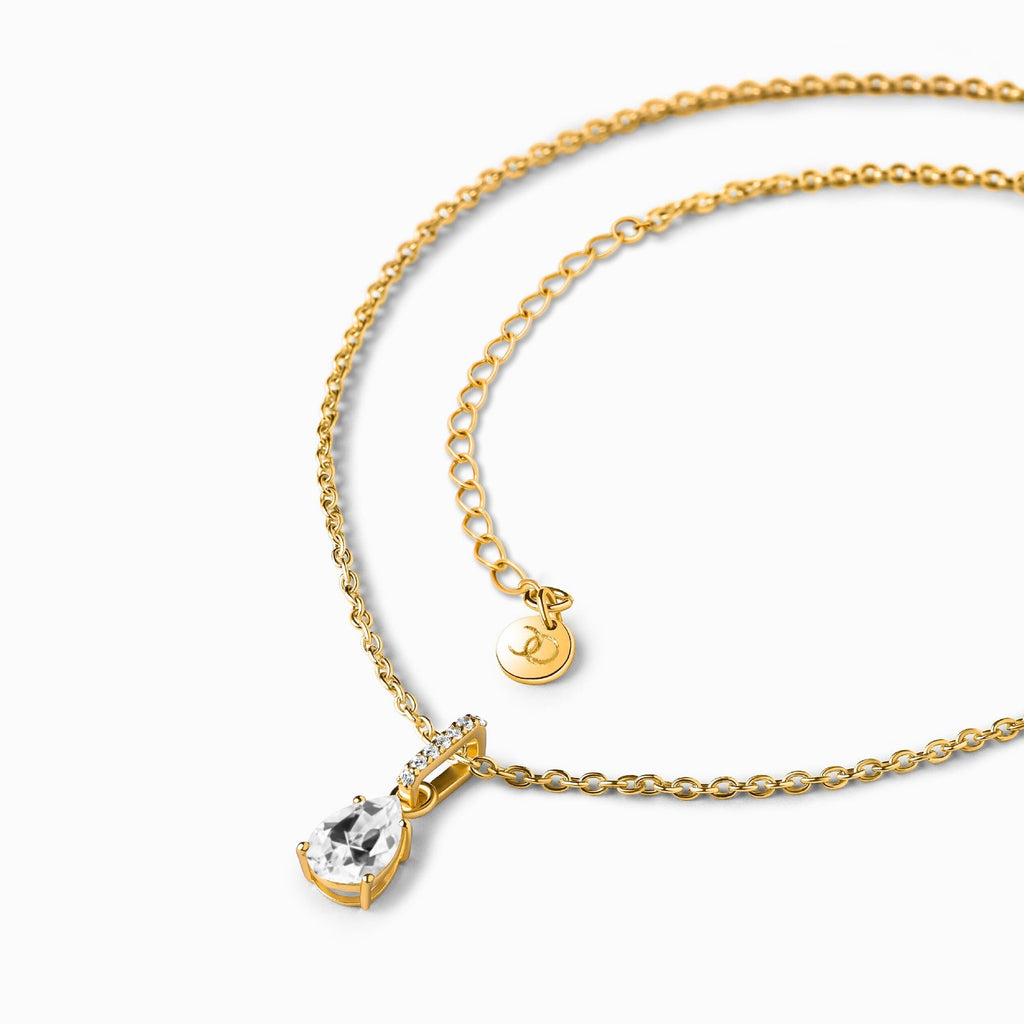 White Topaz Necklace Sway - April Birthstone