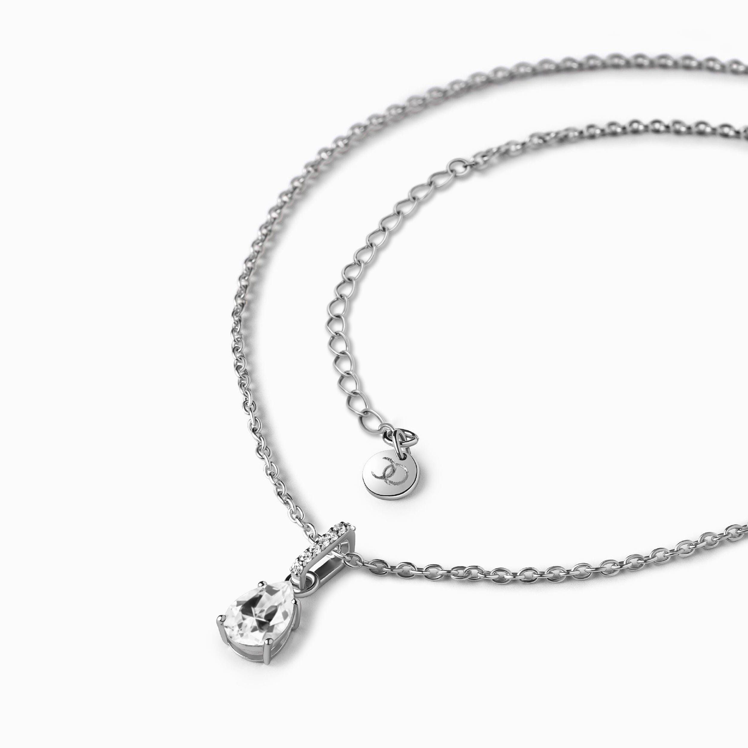 White Topaz Necklace Sway - April Birthstone