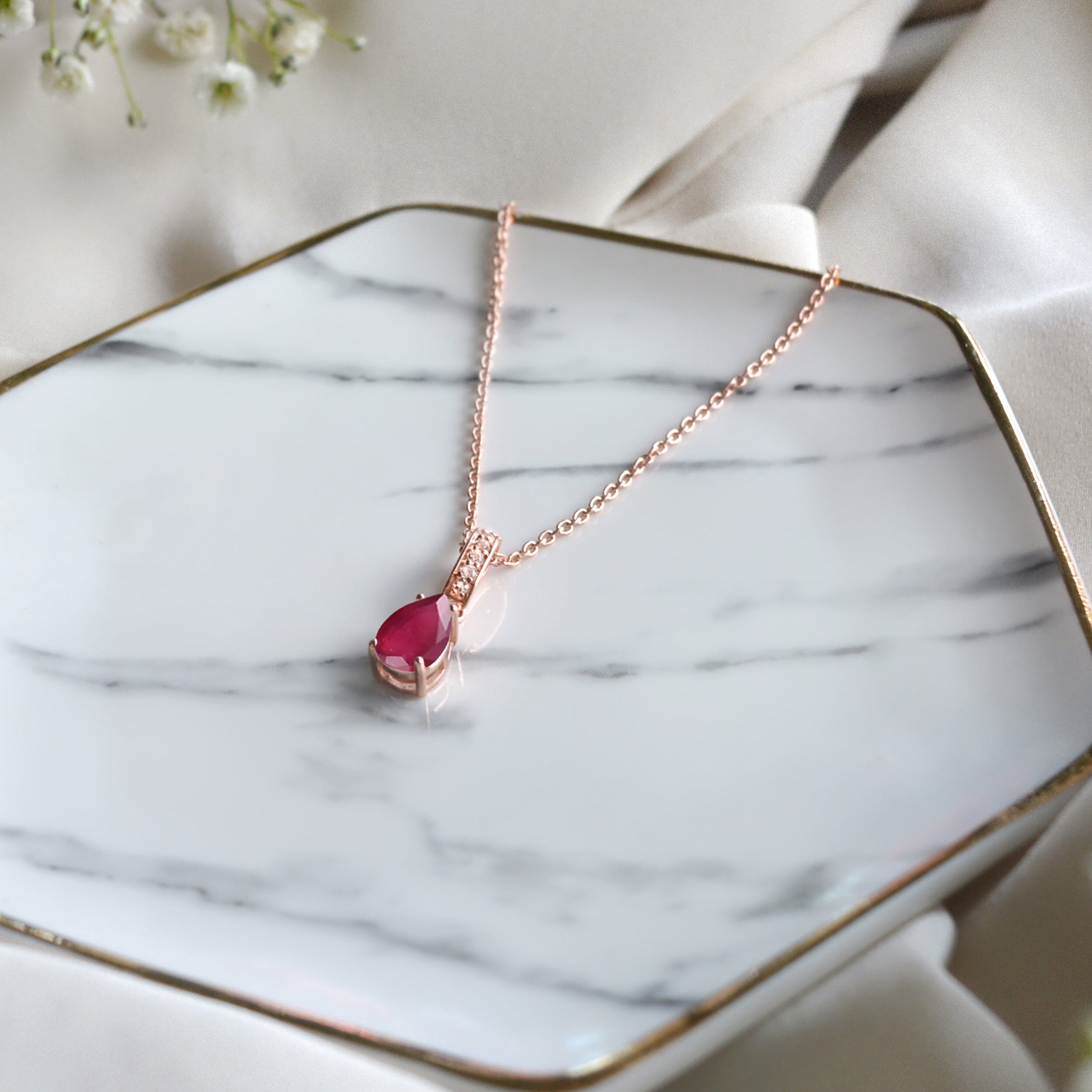 Ruby Necklace Sway - July Birthstone