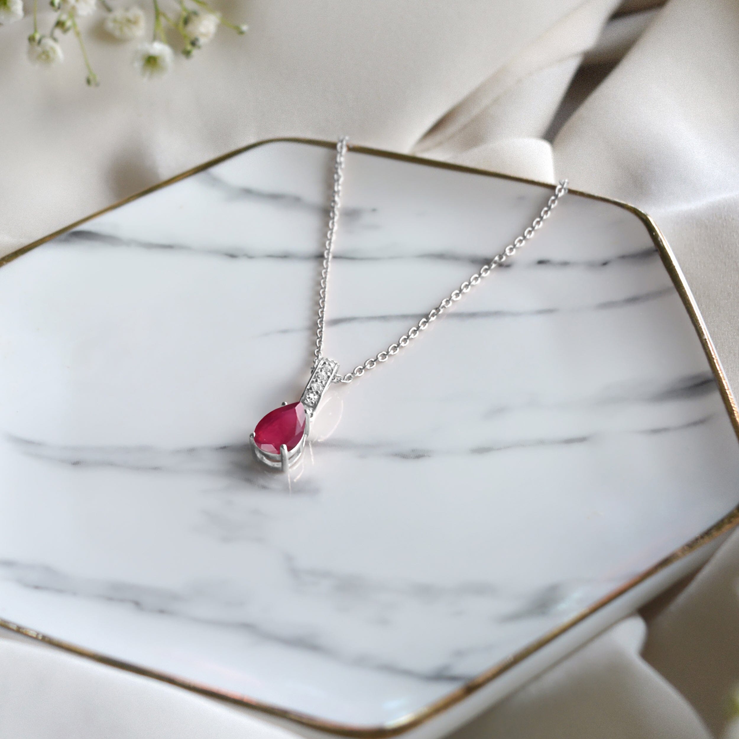 Ruby Necklace Sway - July Birthstone